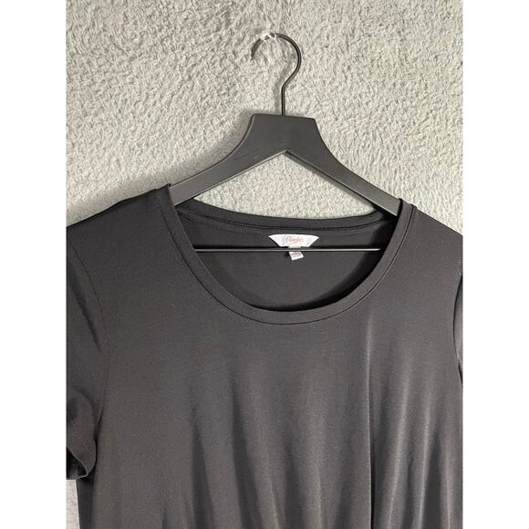 Candie’s Knot-Front Scoop Tee Women M Black Soft Stretch Casual Minimalist Basic - Picture 4 of 8